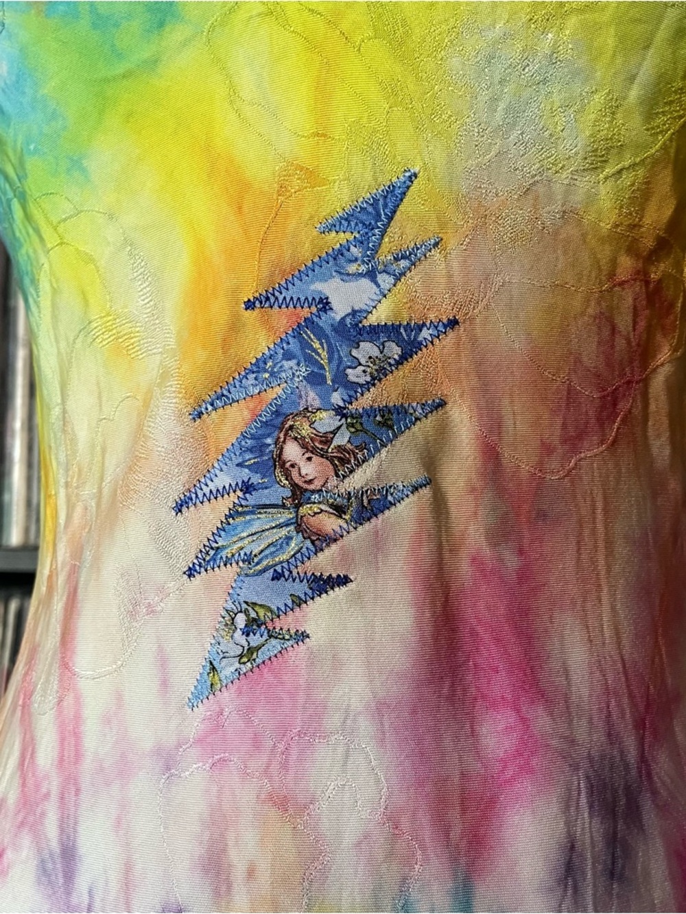 Rainbow swirl hippie slip dress 90s bias stealie bolt dead 💀 grateful faerie ⚡️ - Picture 8 of 15